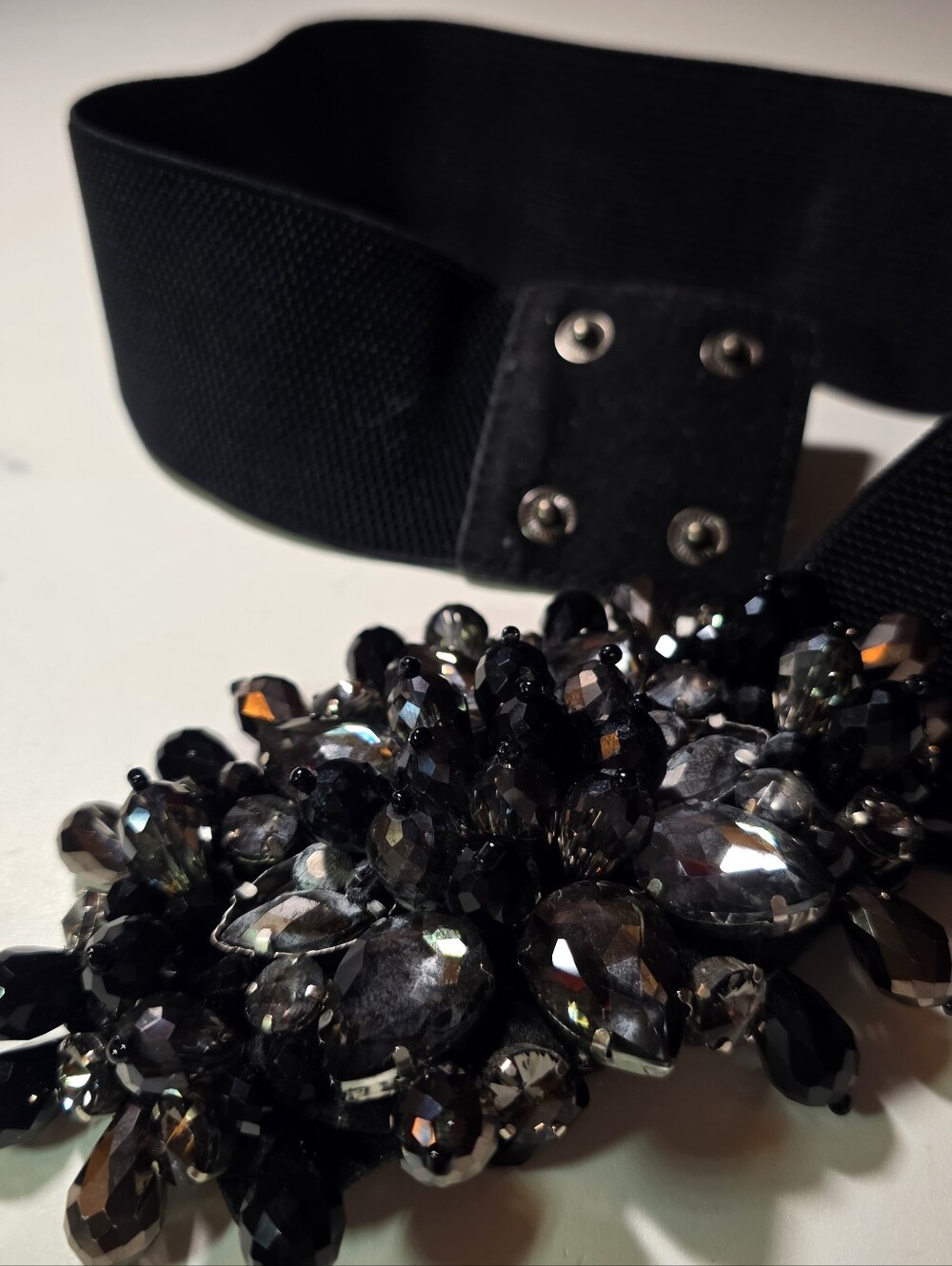 Black Jeweled Elastic Waist Belt - Unbranded - Picture 5 of 7